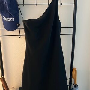 Abercromie & Fitch Womens One-Shoulder Traveler Mini Dress Built In Shorts Navy